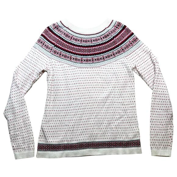 Talbots Fair Isle Lambs Wool Blend Crew Neck Long Sleeve Pullover Sweater Size S - Picture 1 of 6
